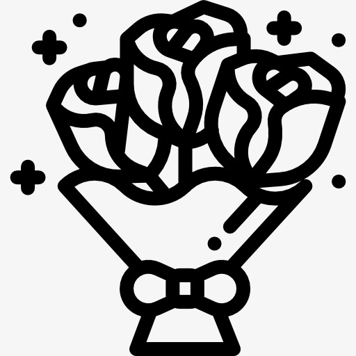 水墨简笔玫瑰花束