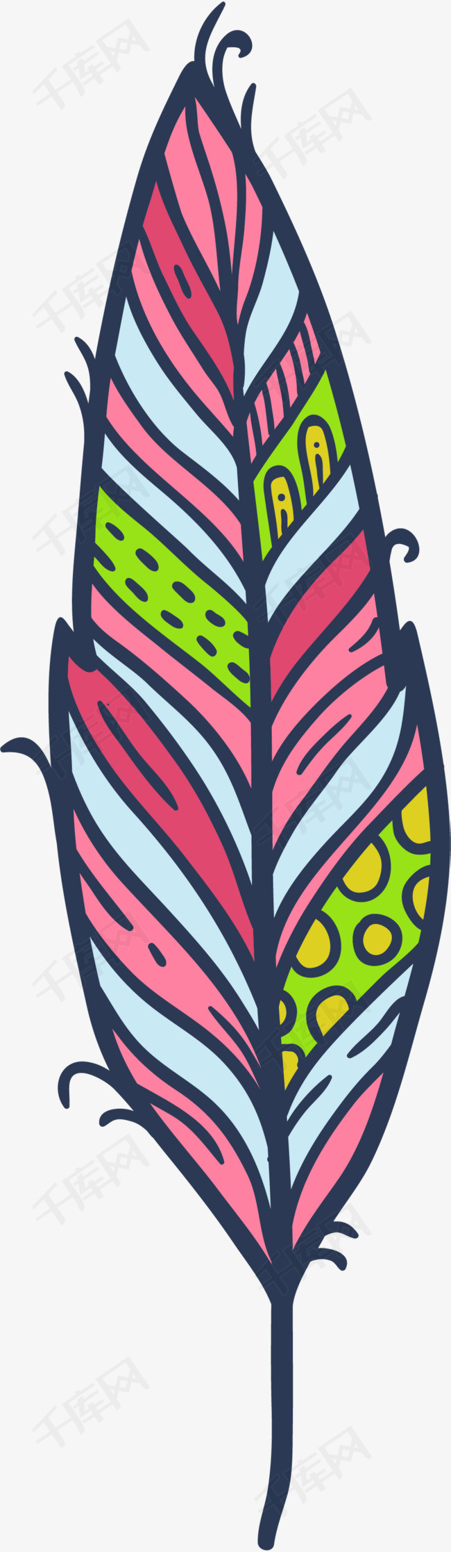 卡通粗线条勾勒羽毛