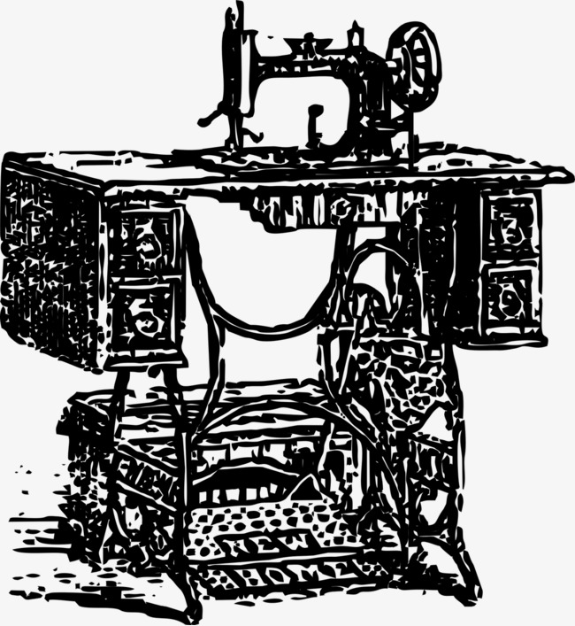 黑白线描缝纫机