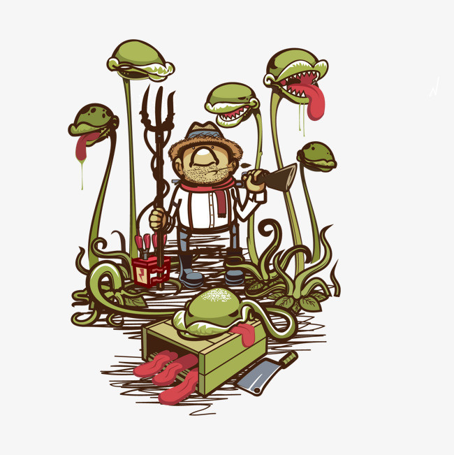 卡通手绘 植物 创意插画