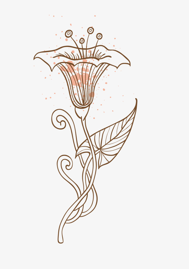 矢量卡通简洁线稿牵牛花