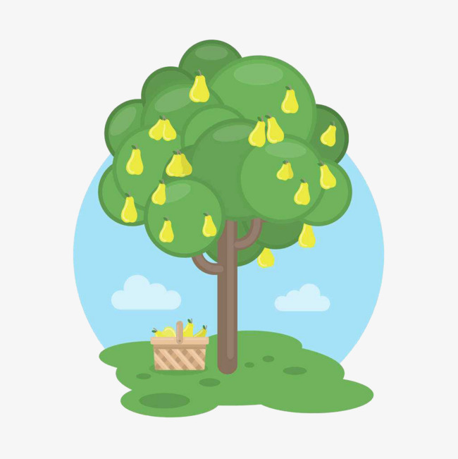 彩绘手绘果园梨树