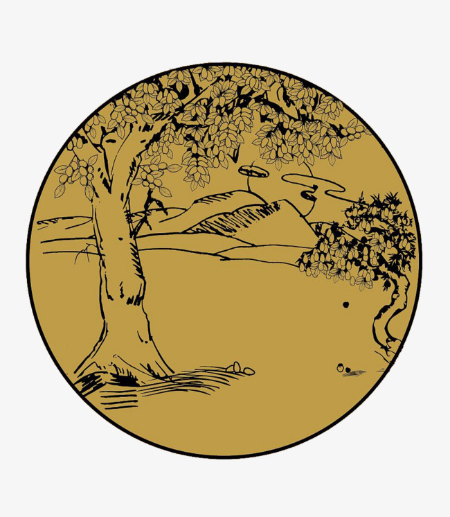 手绘天然果园素描风格图案