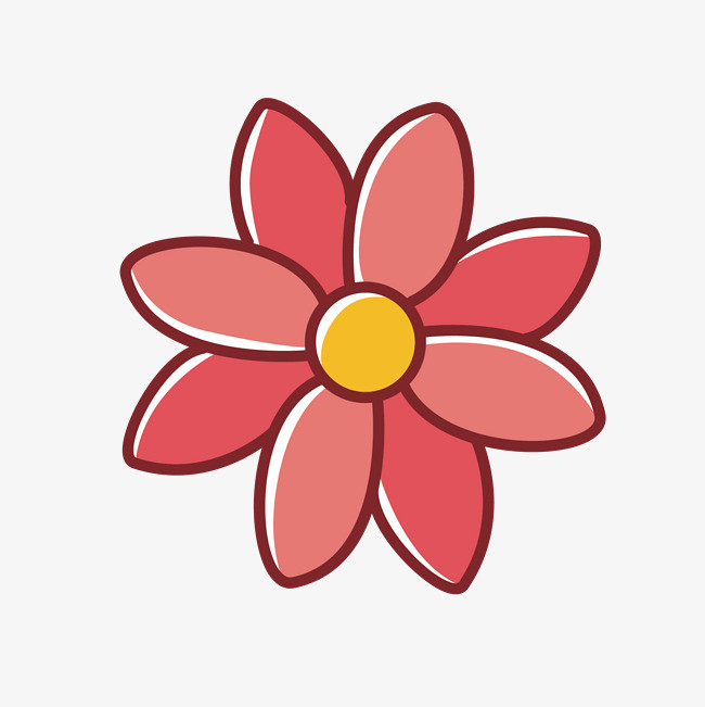 粉色手绘的红花朵