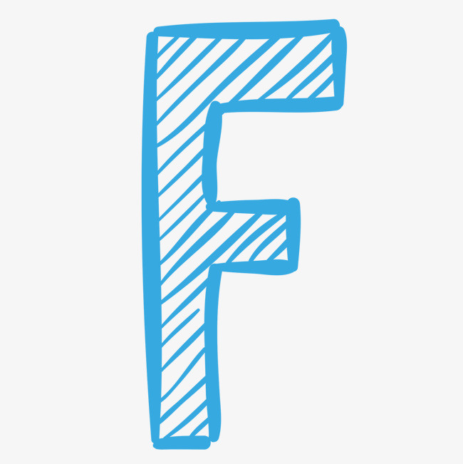 蓝色线条绘画字母f
