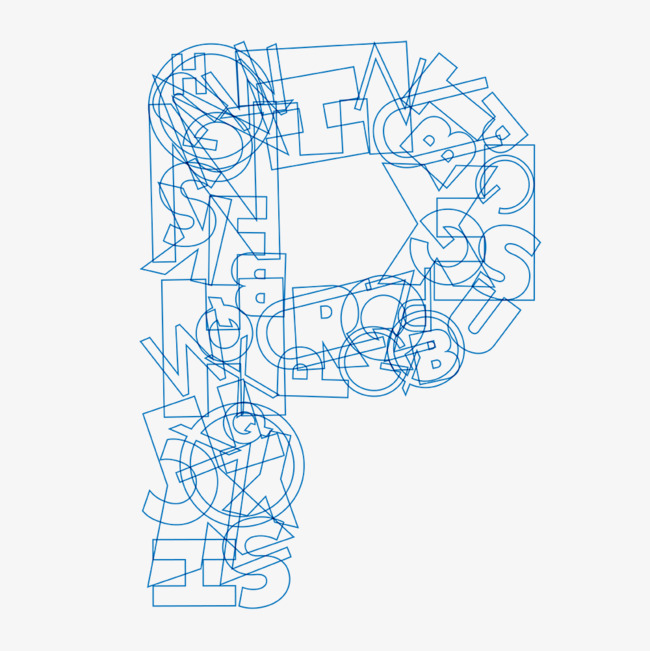 简笔线条创意英文字母p