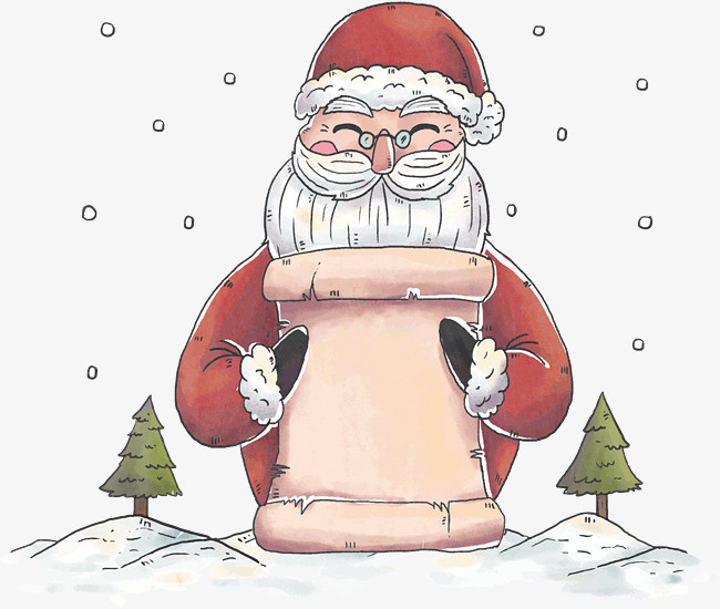 手绘水彩圣诞节圣诞老人