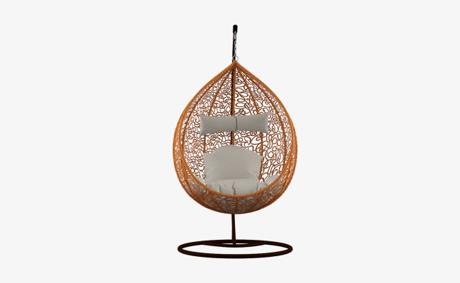 半圆棕色链条木制吊椅