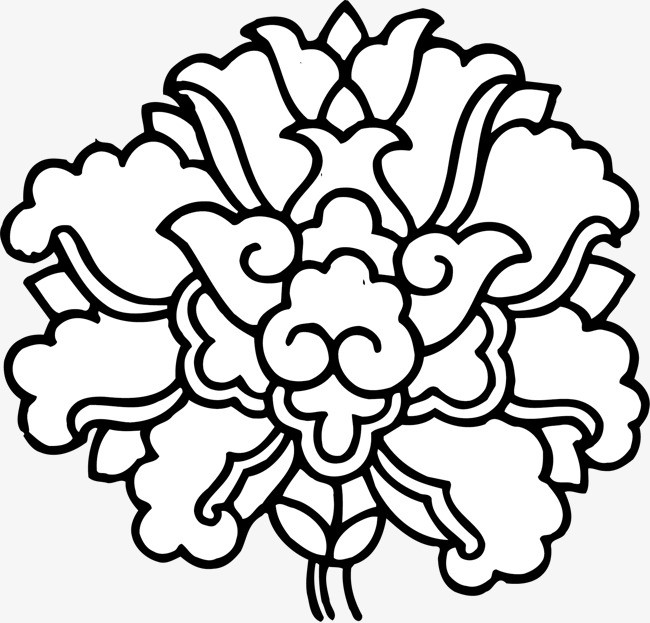 国潮插画装饰花朵植物剪纸花鲜花元素