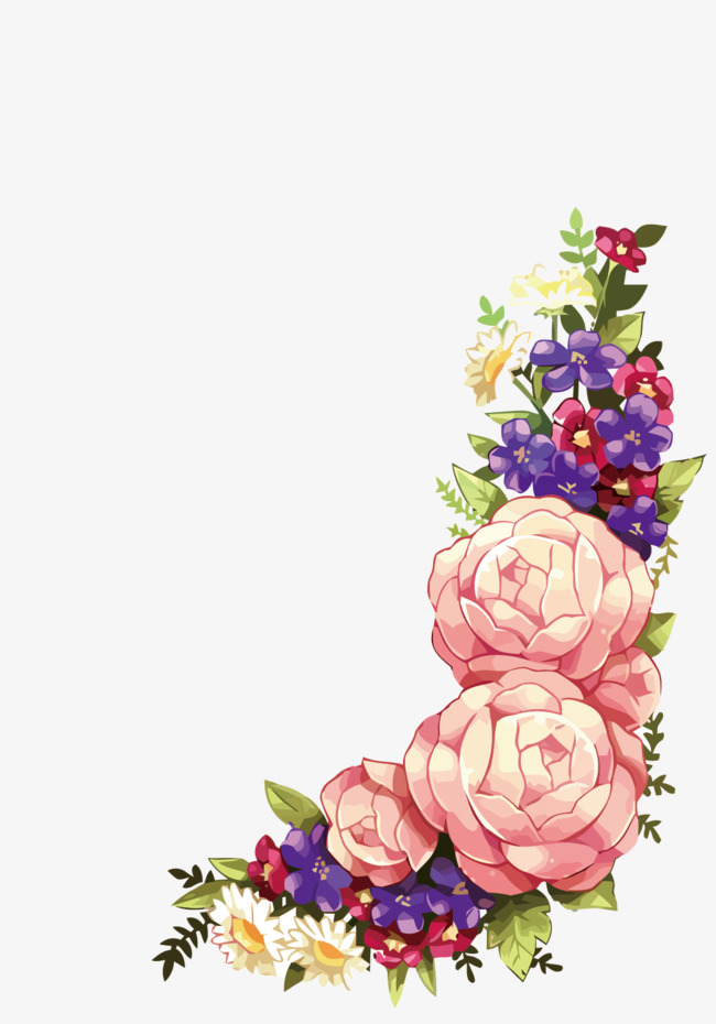 矢量花朵边角装饰