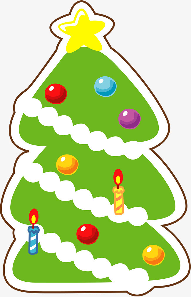 卡通绿色冬日圣诞树