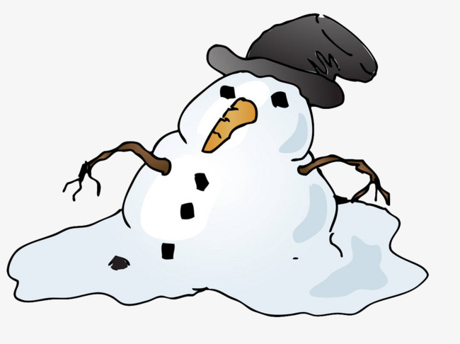 手绘融化雪人雪水