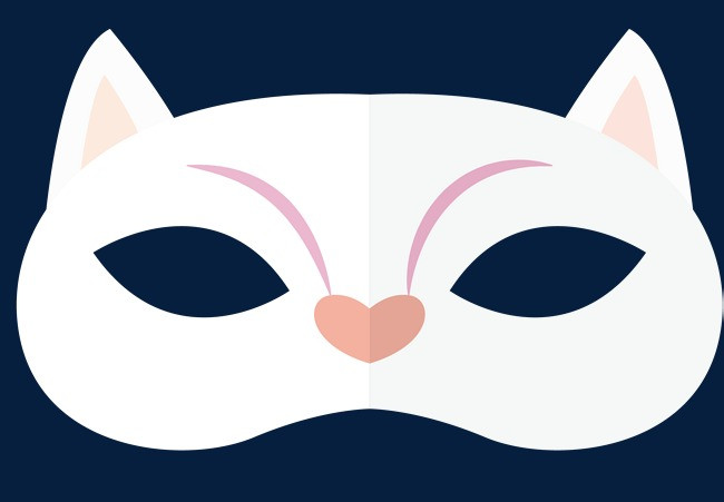 猫脸样式白色矢量面具