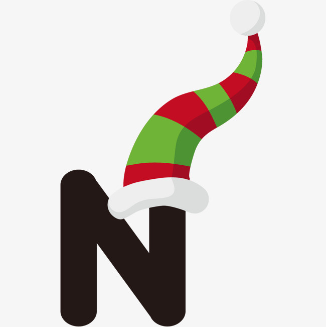 卡通手绘圣诞英文字母n