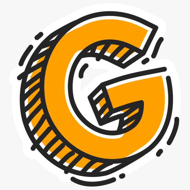 黄色手绘英文字母g