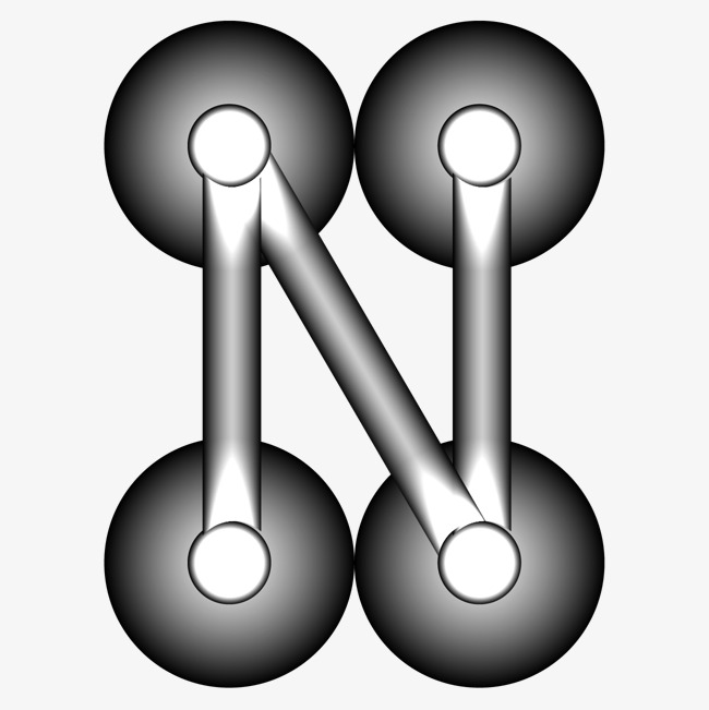 创意卡通装饰英文字母白色光效n