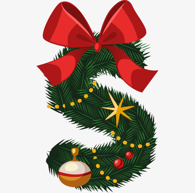 手绘圣诞卡通字母s