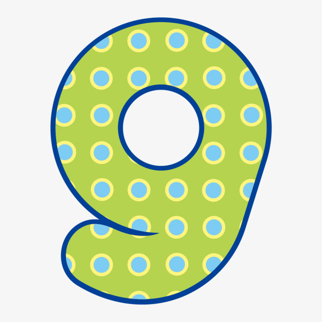 绿色手绘圆圈数字9