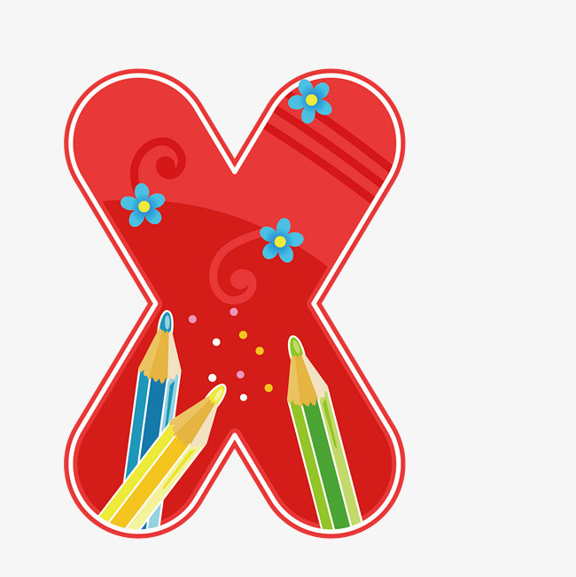 卡通手绘英文字母x