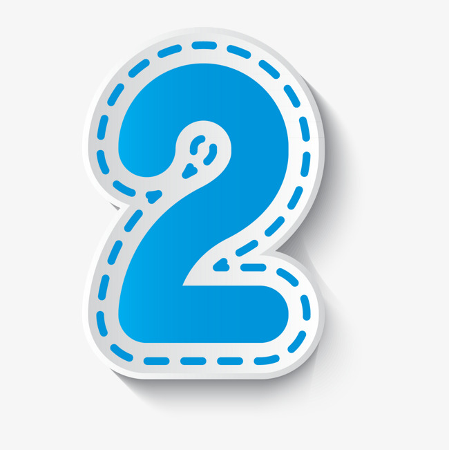 卡通手绘蓝色数字2