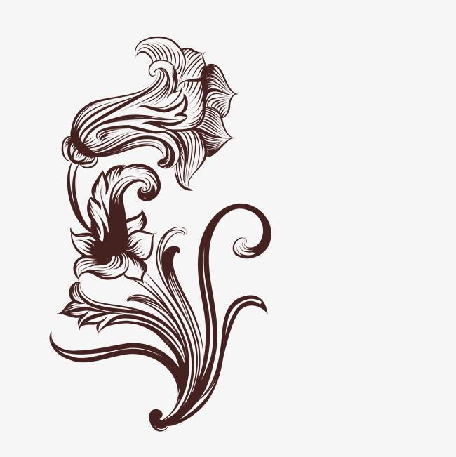 黑色手绘喇叭花花纹