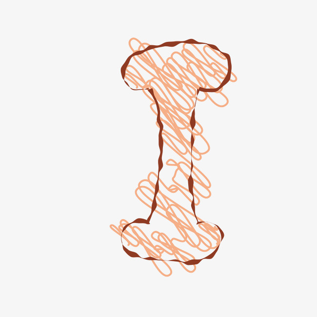 手绘线条英文字母i