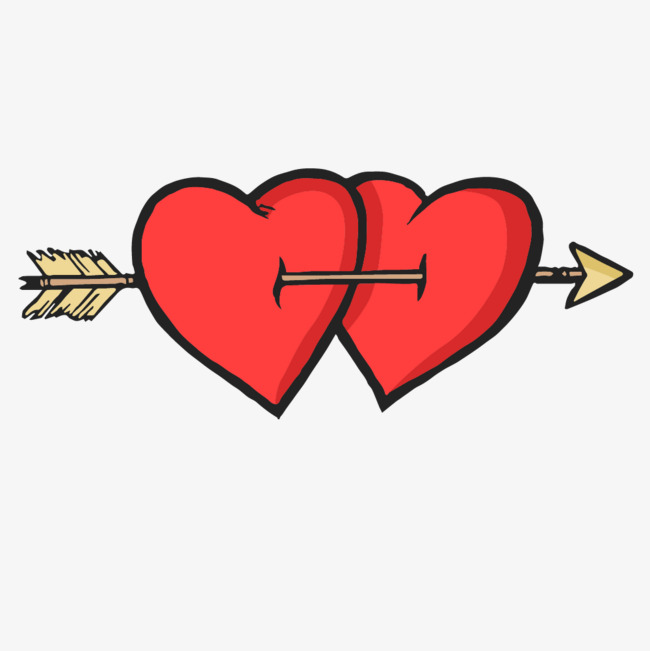 情人节一箭穿心卡通手绘装饰元素