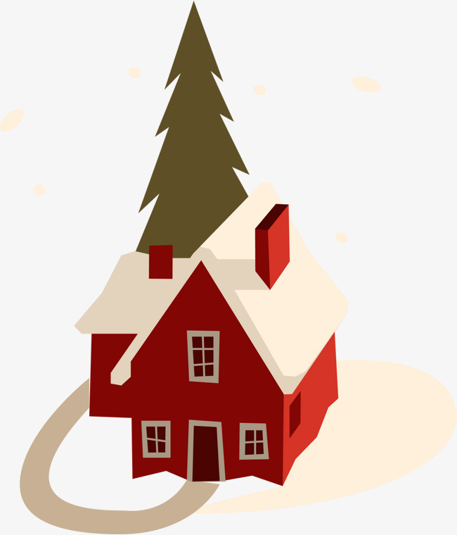 冬季红色别墅小屋