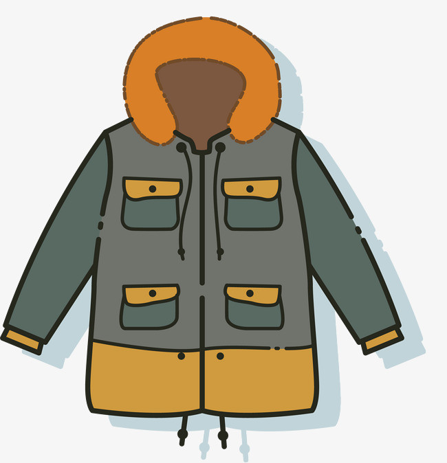 四口袋卡通矢量羽绒服