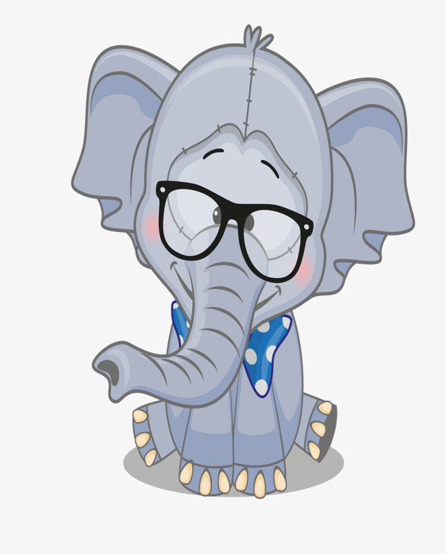 手绘的卡通动物大象