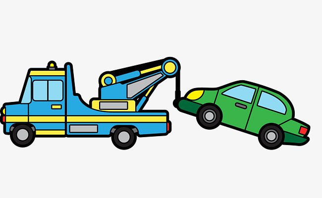 蓝绿色扁平矢量卡通拖车