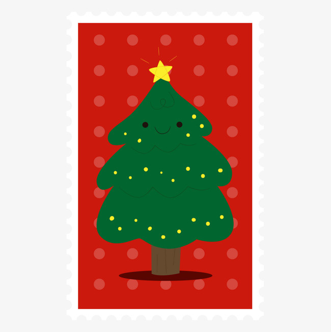 红绿色圣诞树邮票