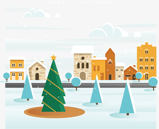 下雪的美丽圣诞小镇