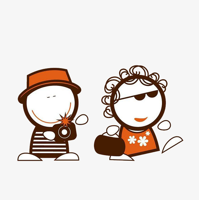 卡通外出旅行拍照的成人素材