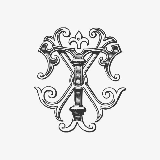 手绘花纹英文字母t