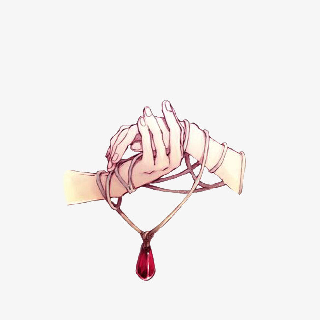 卡通缠绕在一起的手和项链素材