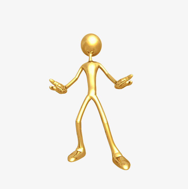 立体张开双手呐喊的小金人素材