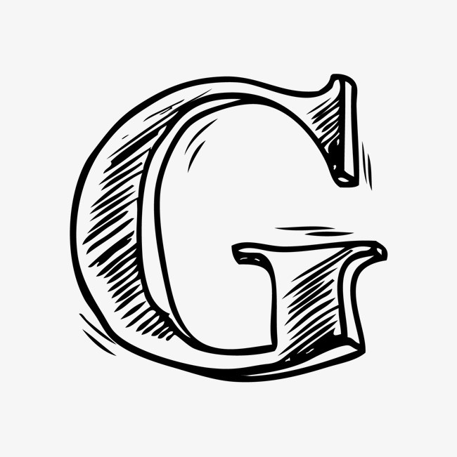 卡通手绘黑色字母g