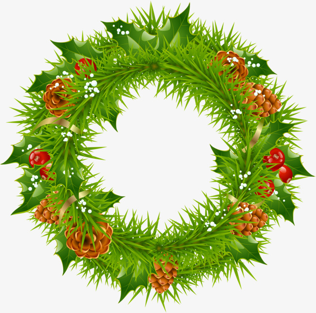 绿色圣诞节冬青草圈