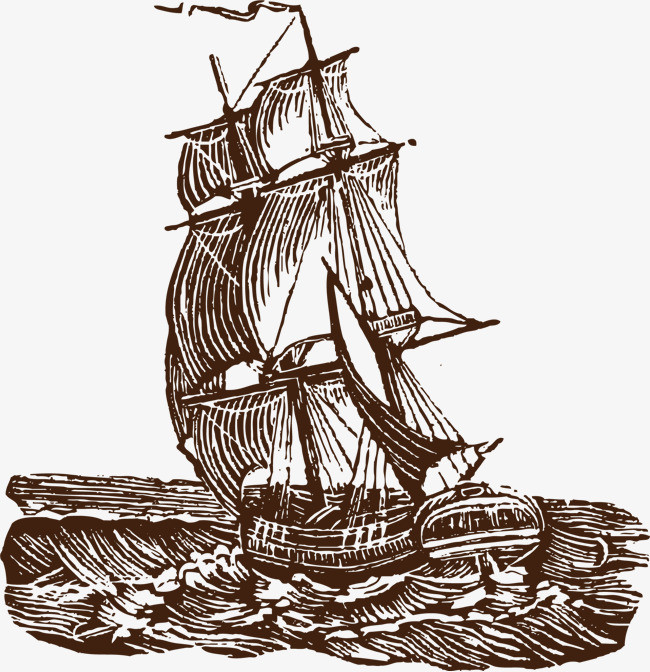 手绘航海船png素材-90设计