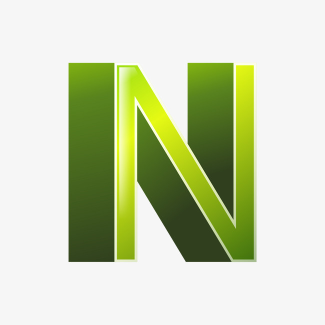 卡通手绘绿色字母n