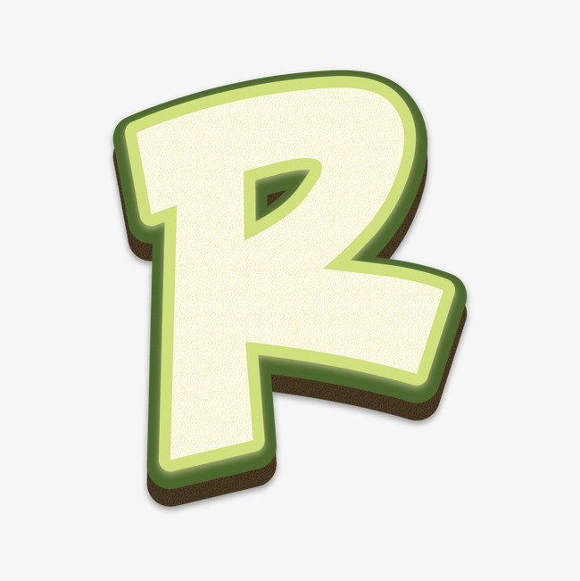 卡通手绘绿色字母r