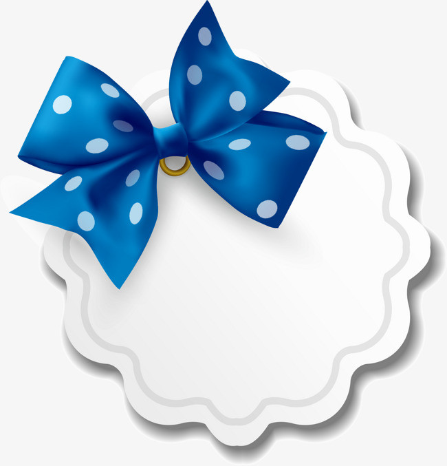 蓝色蝴蝶结不规则形状标签