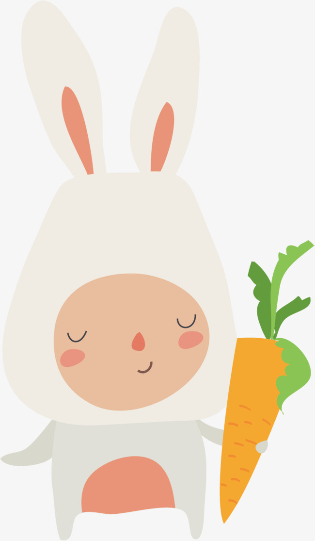 矢量图抱着胡萝卜的白兔
