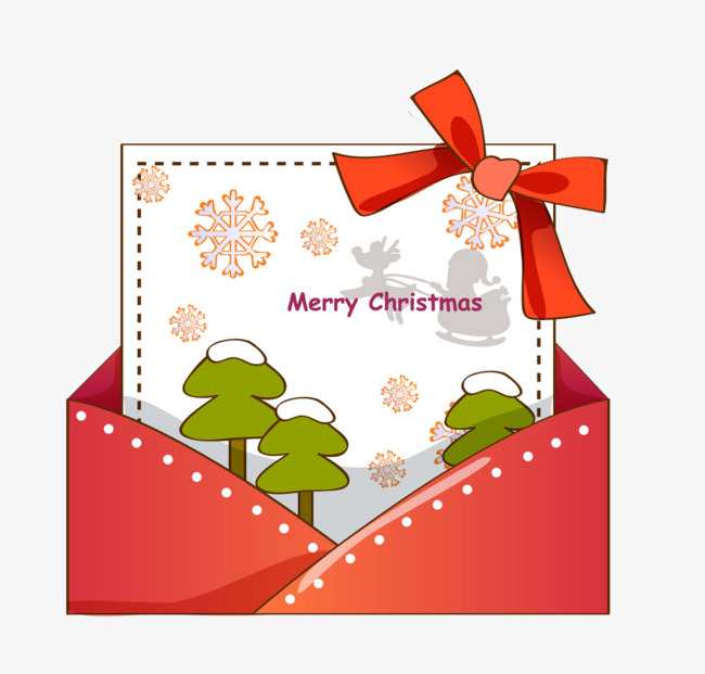 卡通红色圣诞贺卡免抠图