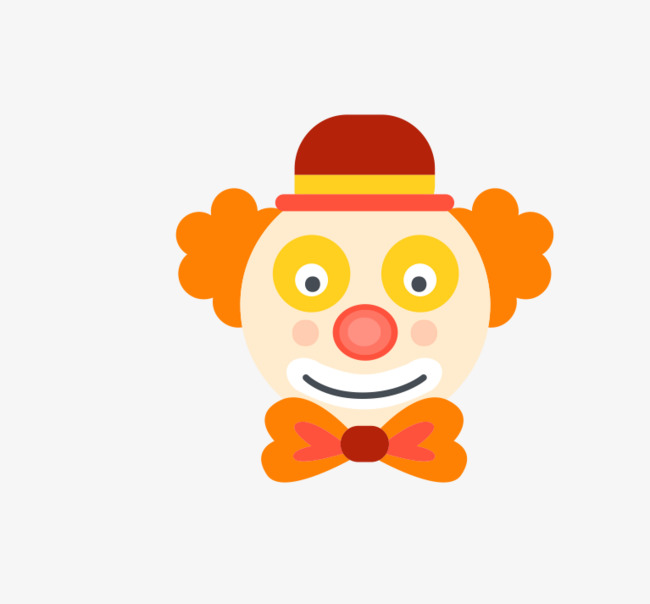 愚人节手绘卡通小丑面具装饰扁平化素材