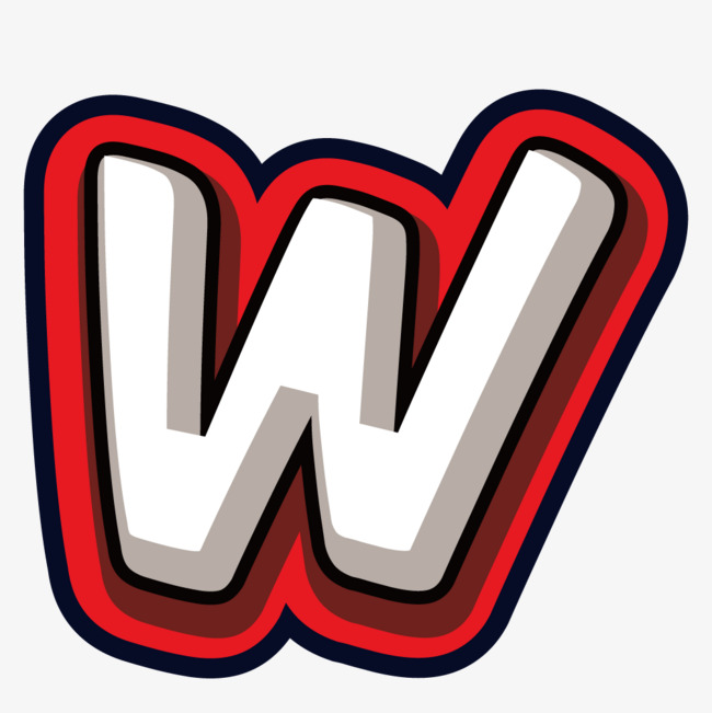 创意卡通装饰英文字母手绘字母w