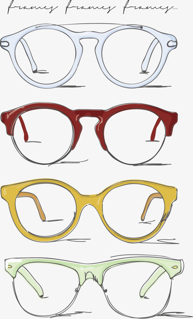 时尚手绘眼镜框矢量素材,png素材-90设计