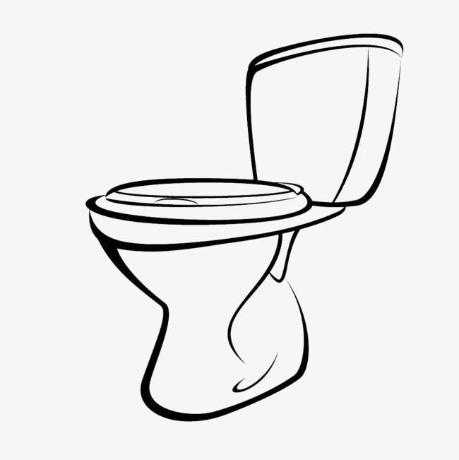 手绘黑色线条抽水马桶