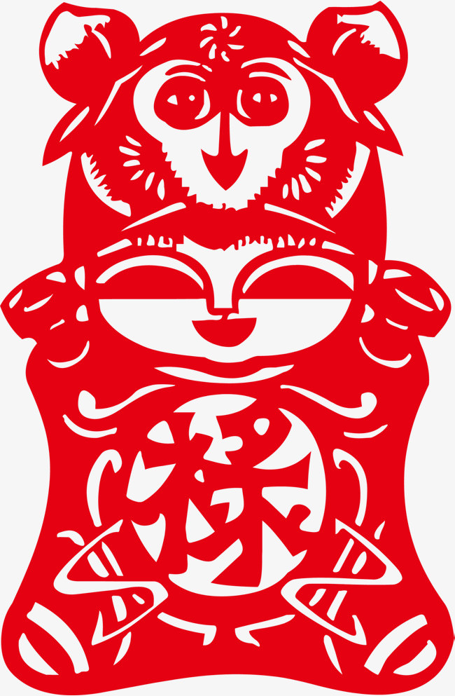 春节红色福娃剪纸